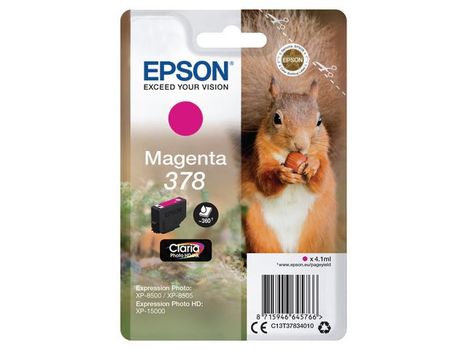 EPSON n Ink Cartridges,  Claria" Photo HD Ink, 378, Squirrel, Singlepack,  1 x 4.1ml Magenta (C13T37834010)