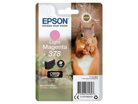 EPSON n Ink Cartridges,  Claria" Photo HD Ink, 378, Squirrel, Singlepack,  1 x 4.8ml Light Magenta (C13T37864010)