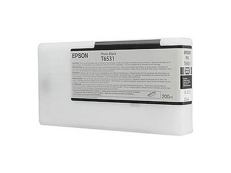 EPSON n Ink Cartridges,  Ultrachrome HDR, T6531, Singlepack,  1 x 200.0 ml Photo Black, Standard (C13T653100)