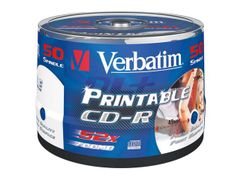 VERBATIM CD-R 700MB Wide-Printable 52x speed 50 pk. spindel.