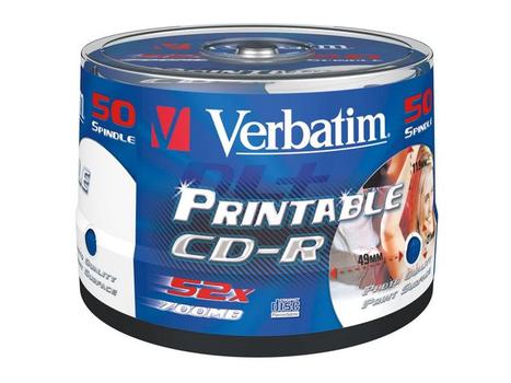 VERBATIM CD-R 700MB 52X Wide Print, 50 stk (43438)