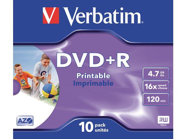 Verbatim Dvd R Media 16x Wide Inkjet Printable 4 7gb Advanzed Azo 10 Pack Jewel Case Retail Multitech Data Ab