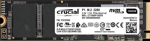 CRUCIAL P1 - SSD - 1 TB - inbyggd - M.2 2280 - PCIe 3.0 x4 (NVMe) (CT1000P1SSD8)