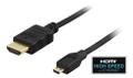 DELTACO HDMI A - Micro cable, HDMI High Speed with Ethernet, 1m, black