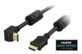 DELTACO angled HDMI cable, HDMI High Speed with Ethernet, 0.5m, black