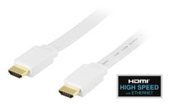 DELTACO flat HDMI cable, HDMI High Speed with Ethernet, 0.5m, white