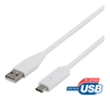 DELTACO USB 2.0 cable, USB-A male - USB-C male, 0.25m, white
