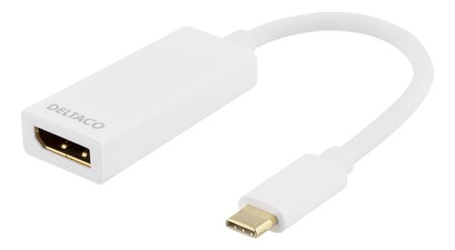 DELTACO USB 3.1 to DP adapter, Type C ma - DP fe, 4K, UHD, white (USBC-DP1)