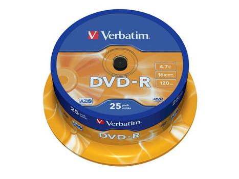 VERBATIM DVD-R Verbatim 4.7Gb 16x spindle (25) (43522)