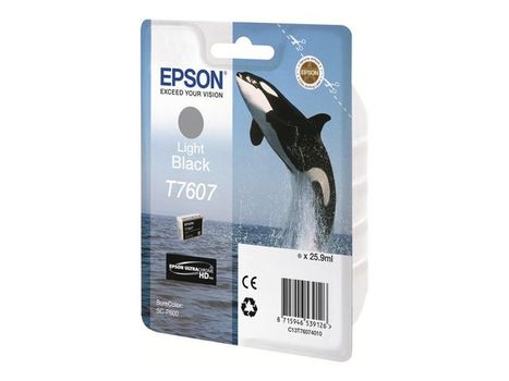 EPSON n Ink Cartridges,  Ultrachrome HD, T7607, Killer Whale, Singlepack,  1 x 25.9 ml Light Black (C13T76074010)