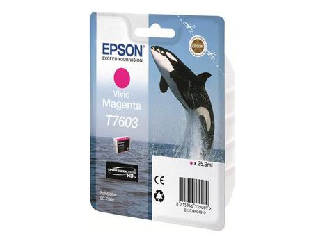 EPSON n Ink Cartridges,  Ultrachrome HD, T7603, Killer Whale, Singlepack,  1 x 25.9 ml Vivid Magenta (C13T76034010)