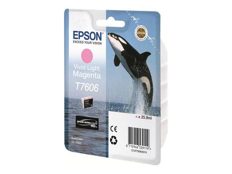 EPSON n Ink Cartridges,  Ultrachrome HD, T7606, Killer Whale, Singlepack,  1 x 25.9 ml Vivid Light Magenta (C13T76064010)