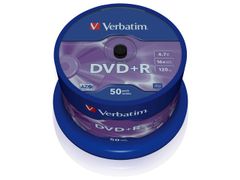 VERBATIM DVD+R, 16x, 4,7 GB/120 min, 50-pakkaus spindle, AZO (43550)