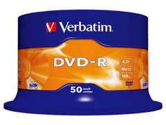 VERBATIM DVD-R 4.7GB 16X SCRATCH RESISTANT 50ER SPINDEL SUPL (43548)