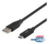 DELTACO USB-C to USB-A cable, 1m, 3A, USB 2.0, black