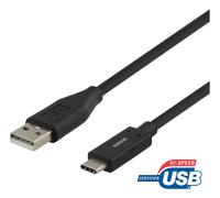 DELTACO USB-C to USB-A cable, 2m, 3A, USB 2.0, black