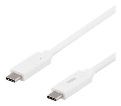 DELTACO USB-C cable, 0,5m, USB 3.1 Gen 1, white (USBC-1058M)