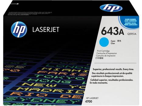 HP 643A - Q5951A - 1 x Cyan - Toner cartridge - For Color LaserJet 4700, 4700dn, 4700dtn, 4700n, 4700ph+ (Q5951A)