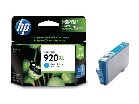 HP 920XL - CD972AE - 1 x Cyan - Ink cartridge - High Yield - For Officejet 6000, 6500, 6500 E709a, 6500A, 6500A E710a, 7000, 7500A (CD972AE)