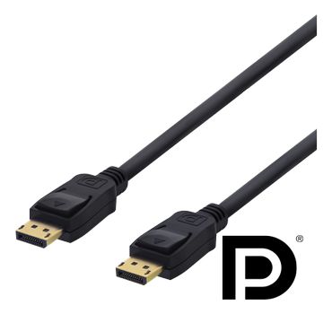 DELTACO DisplayPort cable, 1m, 4K UHD, DP 1.2, black (DP-1010D)