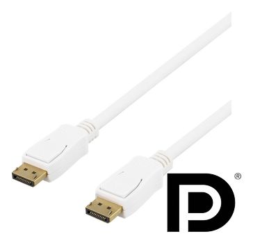 DELTACO DisplayPort-kaapeli,  3m, 4K UHD, DP 1.2, valkoinen (DP-1031D)