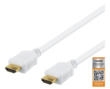 DELTACO High-Speed Premium HDMI cable, 2m, Ethernet, 4K UHD, white (HDMI-1020AD)