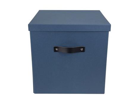 Bigso Box Opbevaringsboks m. låg karton stor blå (799150533LEA000)