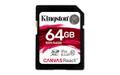 KINGSTON 64GB SDXC Canvas React 100R/80W CL10 USH-I U3 V30 A1 (SDR/64GB)