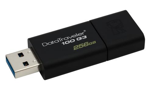 KINGSTON DataTraveler 100 G3 - USB flash drive - 256 GB - USB 3.0 - black (DT100G3/256GB)