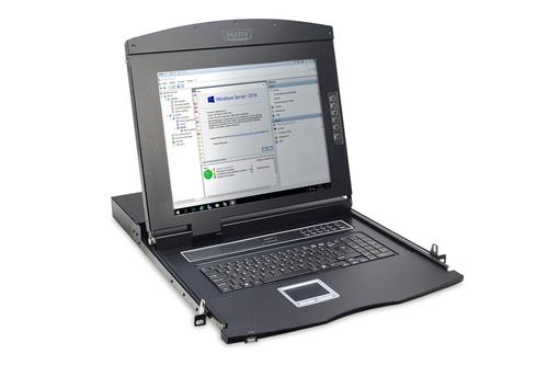 DIGITUS Modularized 43,2cm (17") TFT console with 1 port KVM,IT keyboard, RAL 9005 black (DS-72210-1IT)