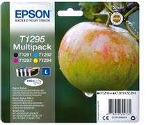 EPSON T1295 ink cartridge black and tri-colour high capacity 11.2ml and 3 x 7ml 4-pack blister without alarm