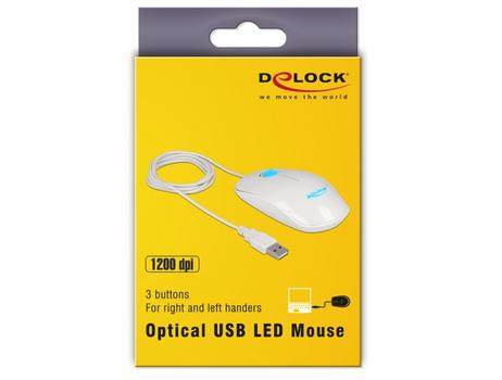 DELOCK Optical 3-button LED Mouse USB Type-A white (12537)