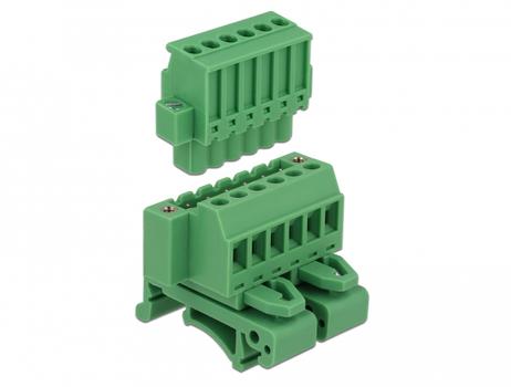 DELOCK Terminal block set for DIN rail 6 pin with screw lock (65942)