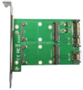 DELTACO Sovitinkortti 2x mSATA - 2x SATA, PCIe-kortti,  22-pin SATA, vihreä (KT007A)