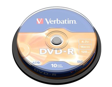 VERBATIM DVD-R, 16x, 4,7 GB/120 min, 10-pakkaus,  spindle, AZO (43523)