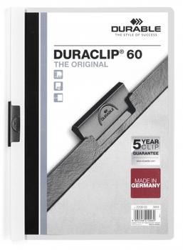 DURABLE Klemmappe DURACLIP A4 60 ark hvit (2209-02)