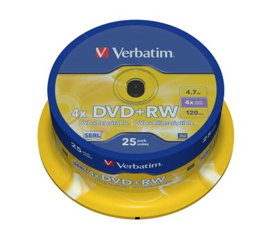 VERBATIM DVD+RW Verbatim 4.7Gb 4x spindle (25) (43489)