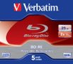 VERBATIM BD-RE, 2x, 25 GB/200 min, 5-pakkaus jewel case Hard Coat SERL