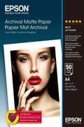 EPSON n Media, Media, Sheet paper, Archival Matte Paper, Graphic Arts - Photographic Paper, Home - Speciality Media, Photo, A4, 210 mm x 297 mm, 189 g/m2, 50 Sheets, Singlepack