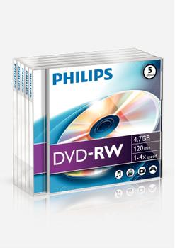PHILIPS DVD-RW 4,7GB 5pcs jewel case 4x foil (DN4S4JO5F/00)