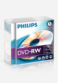 PHILIPS DVD-RW 4,7GB 5pcs jewel case 4x foil (DN4S4J05F/00)
