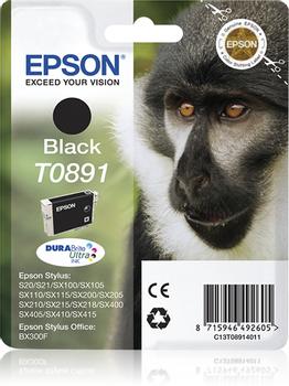EPSON T0891 ink cartridge black standard capacity 5.8ml 1-pack RF-AM blister (C13T08914021 $DEL)