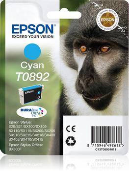 EPSON 1LB T0892 ink cartridge cyan low capacity 3.5ml 1-pack RF-AM blister w/s (C13T08924021)