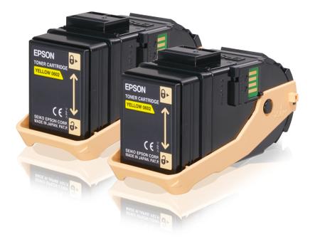 EPSON n Toner, AcuBrite, Toner yellow, 2 x Yellow, High, S050606, 15,000 Pages, 0.39 kg (C13S050606)