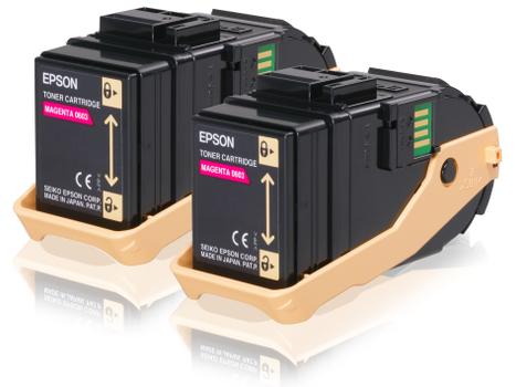 EPSON n Toner, AcuBrite, Toner magenta, 2 x Magenta, High, S050607, 15,000 Pages, 0.39 kg (C13S050607)