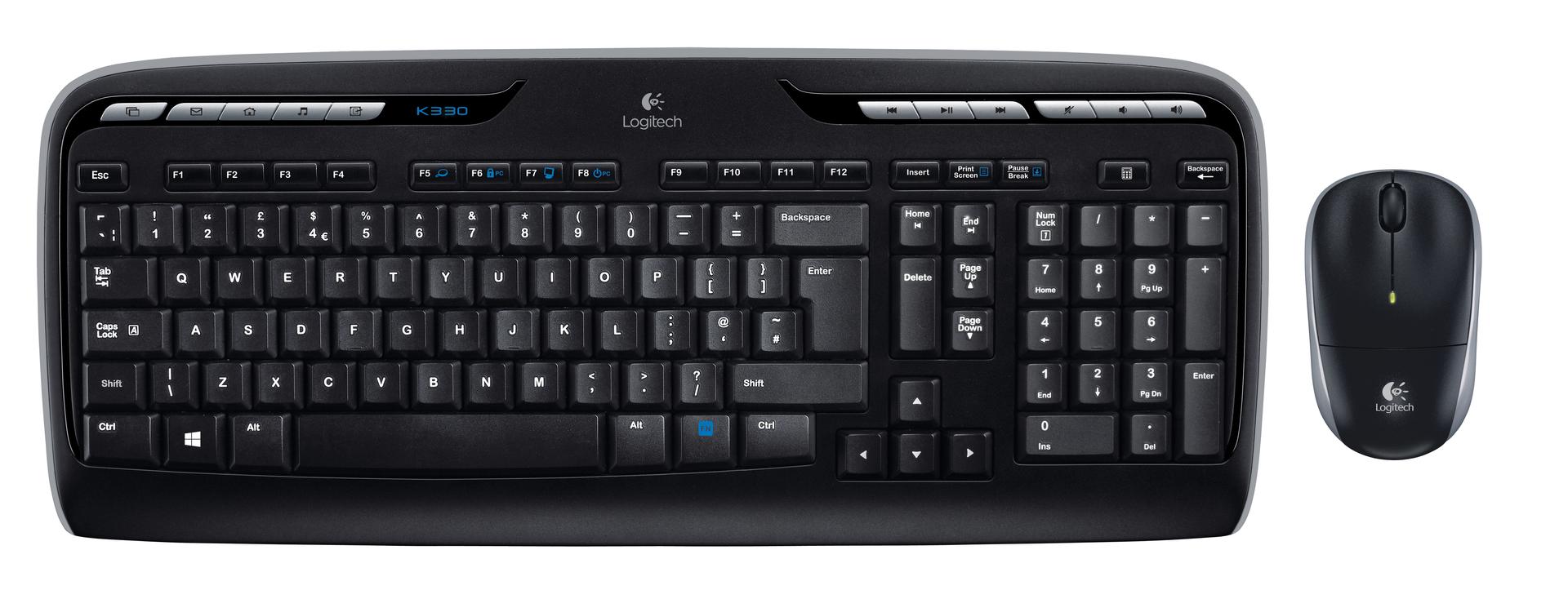 Logitech - Wireless Combo MK330 - tastatur- og mussett - US International - svart Inn-enhet