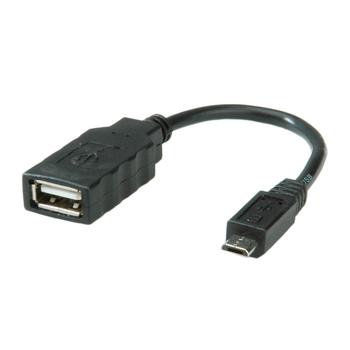 ROLINE USB kabel, Type A hun / micro B han - HiEnd - sort - 0,15 m. (11.02.8311)