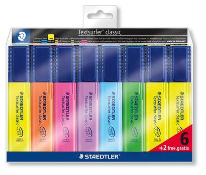 STAEDTLER Overstregningspen Textsurfer ass (6+2) (364AWP8)