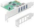 DELOCK PCIe x1 kort, USB 3.0, 4xTyp A portar(2 ext), molex-ström