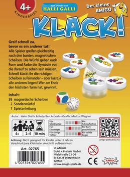 AMIGO Klack!, Geschicklichkeitsspiel 2 - 6 Spieler 10 Minuten ab 4 Jahren (02765)